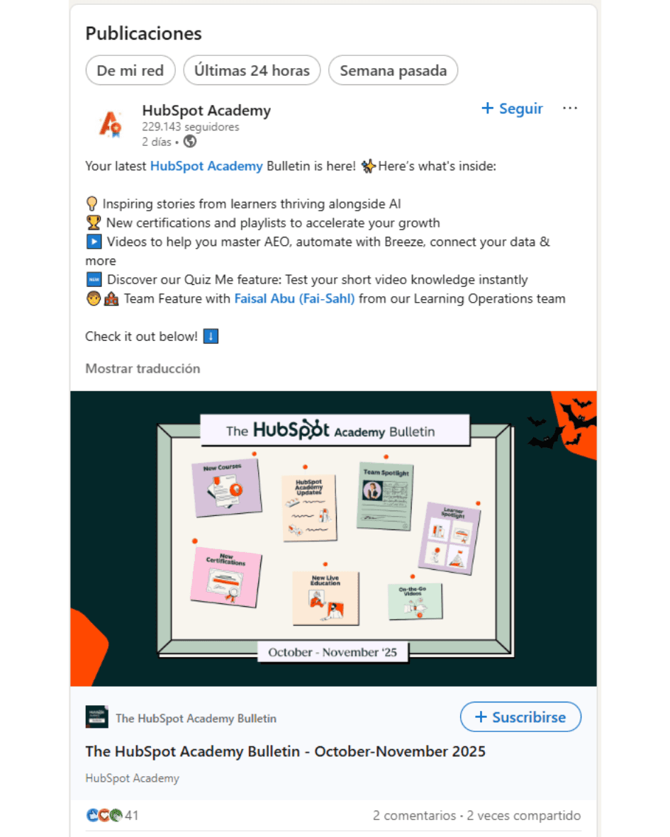 HubSpot Academy - Boletín educativo mensual con cursos y certificaciones