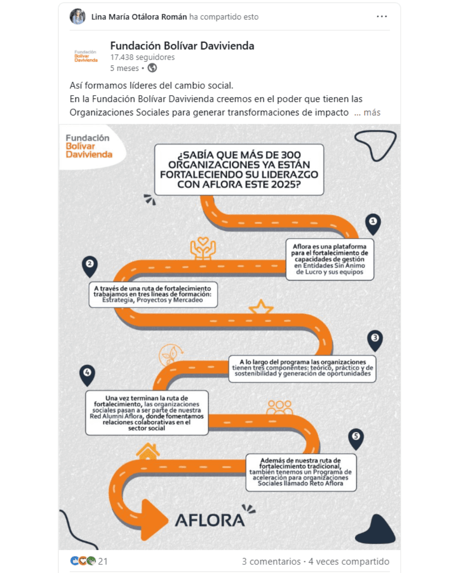 Fundación Bolívar Davivienda - Programa Aflora para organizaciones sociales