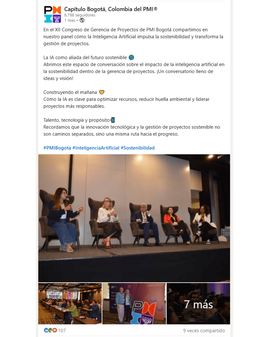 PMI Bogotá - Panel educativo sobre IA y sostenibilidad en gestión de proyectos