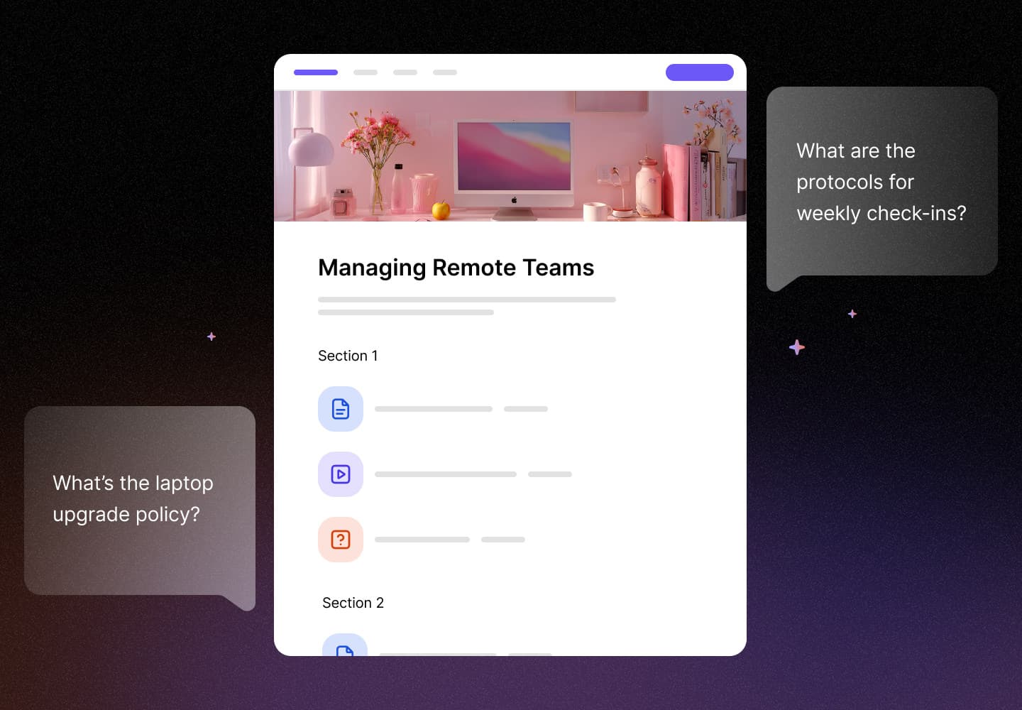Just-in-time learning interface